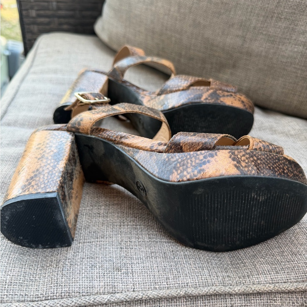 Women’s Brown Snakeskin Platform Sandals - Picture 3 of 3